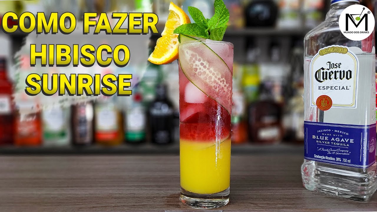COMO FAZER O DRINK HIBISCO SUNRISE - HIBISCO, LARANJA E TEQUILA! 🍹🍹