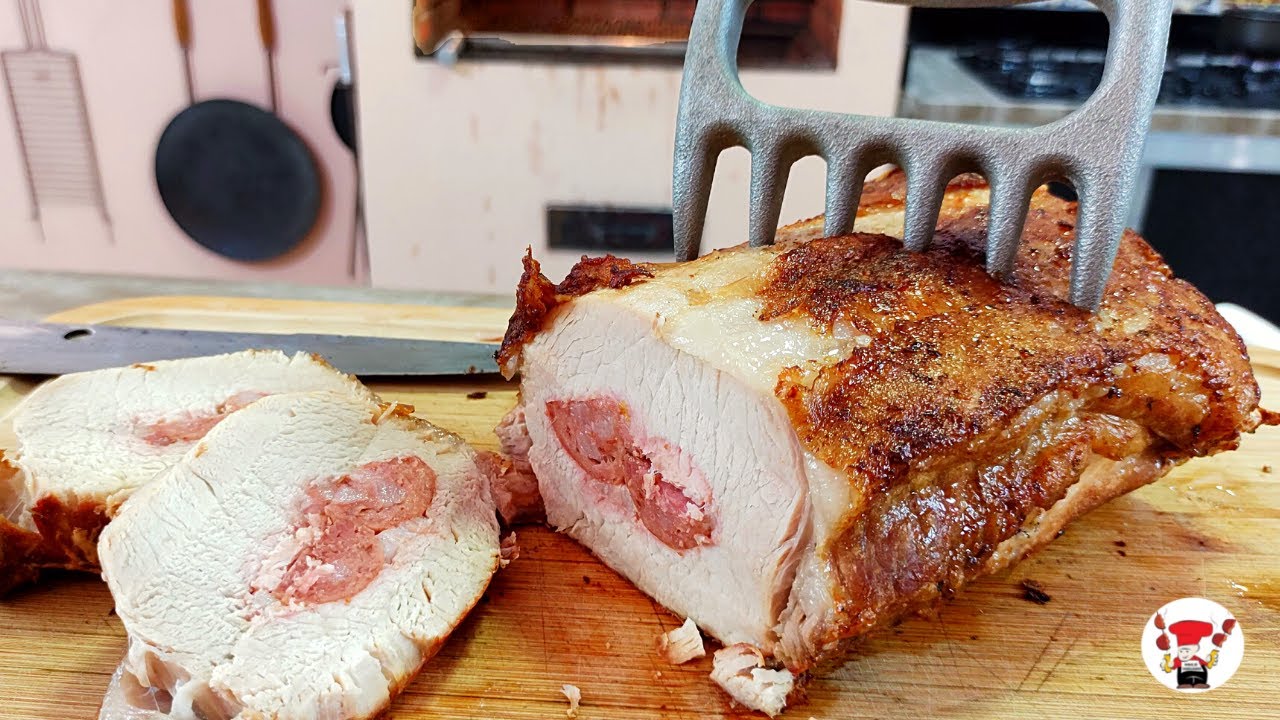 Lombo de Porco com Bacon e Calabresa na Churrasqueira